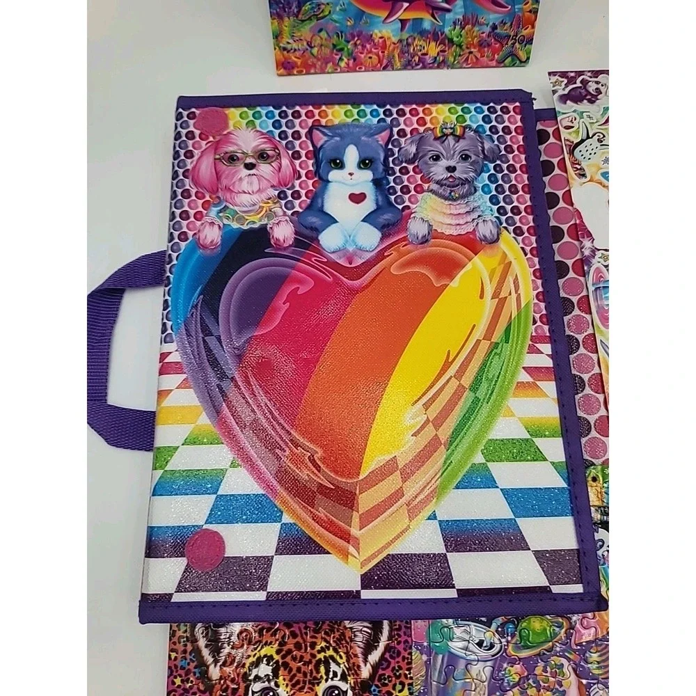 2022 Lisa Frank Tri-fold Case Puzzles Stickers Coloring Book Set Lot